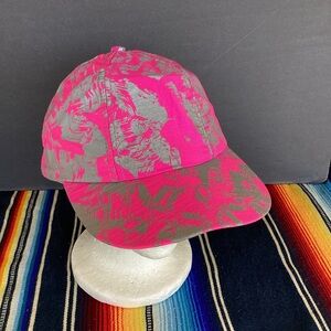 Vintage brightwear running SnapBack hat nylon neon pink reflective made in USA